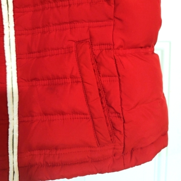 Ann Taylor Loft Puffer Down Vest Removable Hood in Red Size Medium - Picture 5 of 11